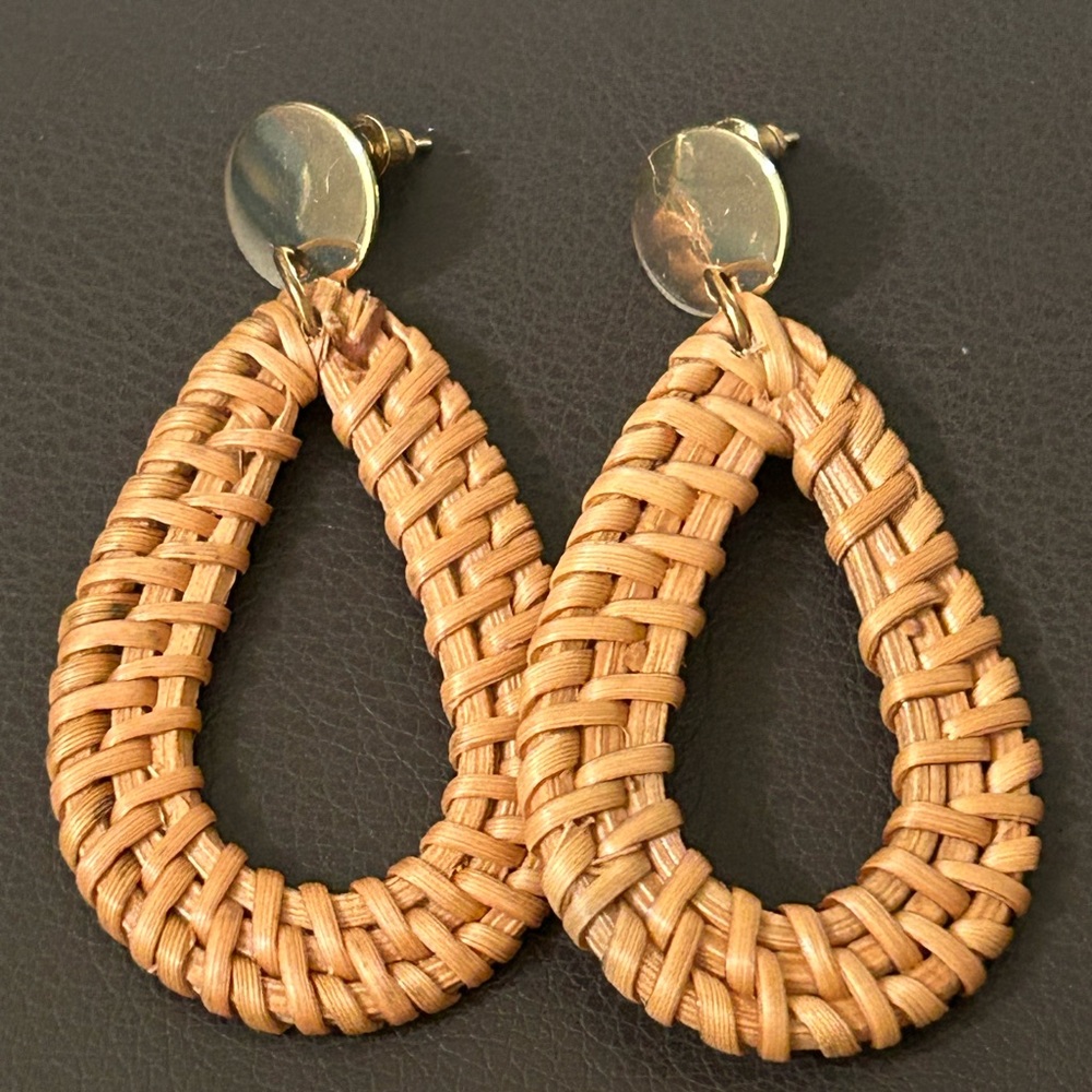Rattan Post Earrings